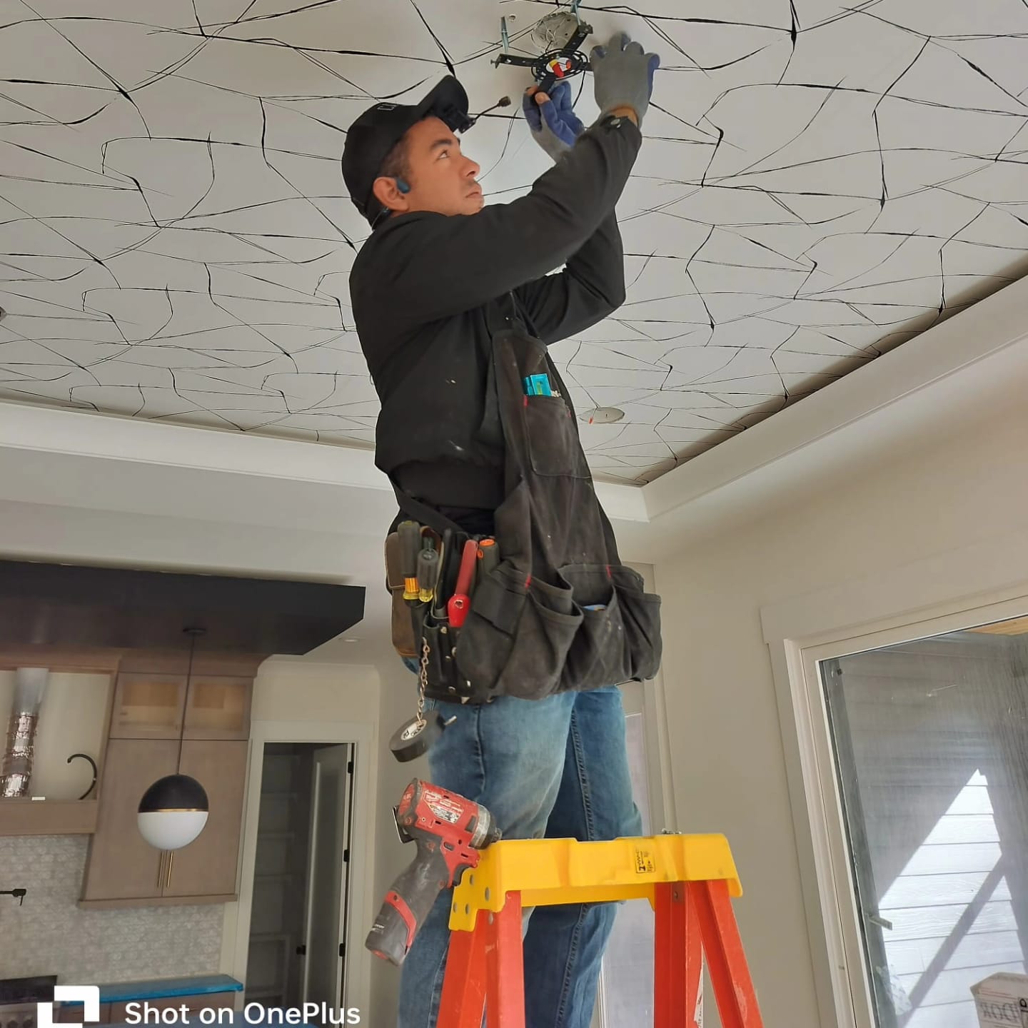 Kitchen light fixture trim-out detail